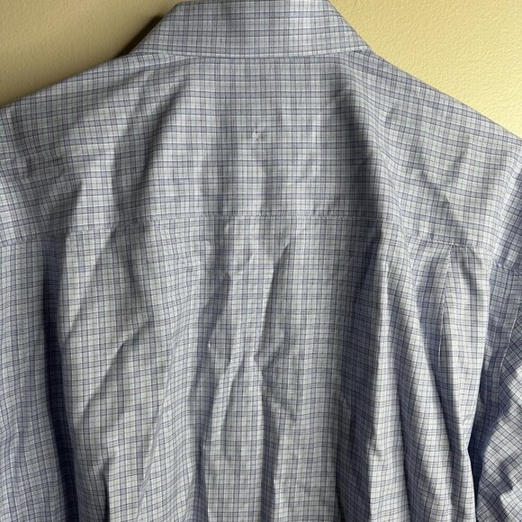 David Donahue Shirt Mens Sz 16 32/33 Blue Plaid Check Button Down Collared Shirt - Picture 10 of 13